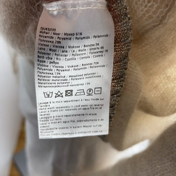GERARD DAREL sahara Softest Mohair V-Neck Open Knit Shiny Neutral French sz 1 - Picture 11 of 11